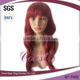 Cheap Long Big Curly Burgundy Synthetic Hair Party Wigs thumbnail-1