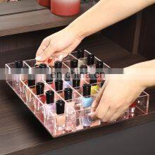 Rose Gold Acrylic Nail Polish Organizer Modern Acrylic Tray With Grid for Nail Polish Bottle thumbnail-4