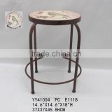 vintage metal round stool in bird pattern