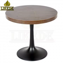 Heavy Duty Tea Table With Tulip and Trumpet Base in Black Aluminum Carbon Steel Stainless Metal Tulip Trumpet Base in Black thumbnail-3