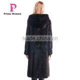 2015 Autumn And Winter Women Medium Length Coat With Mink Fur Hat Overcoat thumbnail-3