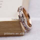 Super Flash Titanium Steel 18k Rose Gold Plated Full Paved AAA CZ Diamond Stone Ring thumbnail-3