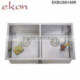 High Quality Double Bowl Handmade Commercial Stainless Steel Sinks thumbnail-6