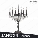 black wrought iron swing arm lantern table lamp with crystal