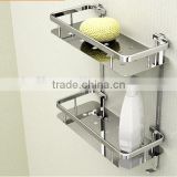 High quality Stainless steel bathroom rack double layer rectangular shower caddy bathroom steel baskets