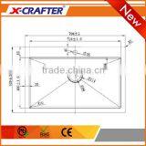 New Design 770*496mm Cutout Size R10/R0 Square SUS 304 Kitchen Sink thumbnail-3