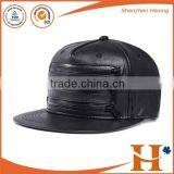 2016 High Quality Embroidered Black Leather Strapback Hat Blank Embroided 5 Panel thumbnail-6