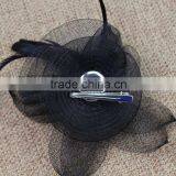 Elegant Lady Black Feather Lace Flower Bridal Fascinator Wedding Hair Clip Headpiece thumbnail-3