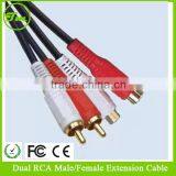 10m Dual RCA Male to Female Sockets Extend Lead GOLD Twin Phono Extension Cable thumbnail-1