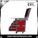 3/8" Plywood 4 Drawer Flight Case in Red Color, With Side Desk and Wheels thumbnail-2