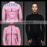 Kiteng 2016 new design Women's yoga coat fitness running sport hooded jacket with full zipper Office In USAsmall minimum