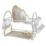 Kawachi Stainless Steel Chrome 2 Tier Dish Drainer Rack Glass Utensil-White thumbnail-1