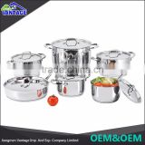 High quality non stick kitchenware mirror polishing stainless steel cookware pots