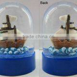 Plastic Sea Snow Globe With Boat Figurine Inner thumbnail-1