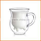 Top Quality Doublewall Customized Glass Cup With Handle for Milk thumbnail-1