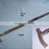 wood shape with patterns style Brass handle wooden walking stick