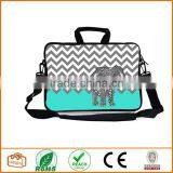 13-Inch Turquoise Mint Green Grey Chevron Elephant Neoprene Laptop Sleeve Case Bag Handbag With Extra Side Pocket thumbnail-2