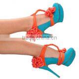 SC010 2013 Fashion orange handmade ladies heel shoe covers with flower