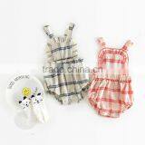 2017 Two Colour Available Yarn Dyed Plaid Frills Overalls for Newborn Baby Girl thumbnail-1