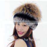 CX-C-244E Rex Rabbit Fur Knitted Cap And Hat Black Frost thumbnail-6