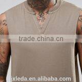Men 100% Cotton Blank Super Long Line Notch Neck Sleeveless Tee Shirt Factory Suppliers in China thumbnail-3