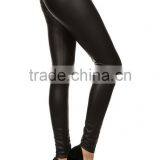 MGOO 2017 Latest Design Black Pu High Quality Leggings Matte Faux Leather Black Pu Leggings Custom Pants thumbnail-3
