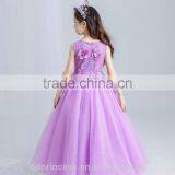 New Arrival Violet Ball Gown Tulle Girls Long Wedding Dress Sleeveless Embroidery Flower Handmade Beaded Purple Prom Party Dress thumbnail-6