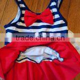 Blue and White Stripes One Piece Suit Baby Swimwear With a Bowknot thumbnail-2