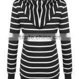 Ladies Women Casual Hooded Long Sleeve Striped Pullover Hoodies With Fleece thumbnail-2