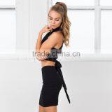 Polyester Tank Top Backless Hollow Embroidered Floral Black Size:XXL Sold By PC thumbnail-3