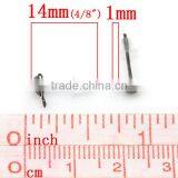 Earring Findings Ear Studs Round Gunmetal W/Stoppers&Loop 14x7mm,500 Pairs thumbnail-2