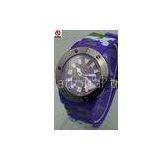 Promotional Blue Silicone Ice Army Khaki Camouflage Watch With Chinese / Japan Movt