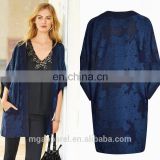 chinese wholesale women clothes OEM embroidery floral navy cardigan kimono for sale