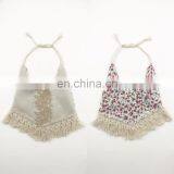 Vintage Fringed Baby Bibs Reversible Cotton Drool Bib With Floral Pattern For Baby Birthday Accessory Party Favors thumbnail-1