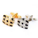 Black and Silver Grid Rhinestone Shirt Men Cufflinks Crystal thumbnail-4
