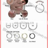 Fake nose ring eyebrow body piercing jewelry