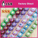 SS8 Plastic ab Crystal Rhinestone Trimming for Garments