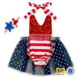 Trendy Summer Red Sequin Infant Toddlers Clothing 4th Of July Girls Dress Cheap Infant Clothing Rompers Baby Clothes Romper thumbnail-3
