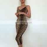 Women's Creative Straps V-neck Slim Sexy Hot Sale New Leopard Dress Women thumbnail-5