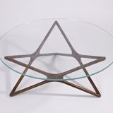 Mid century Star-Crossed round tempered glass Coffee Table