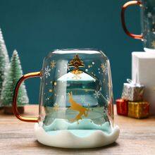 Christmas Tree Shape Double Wall Glass Cup Christmas Gift Glass Cup thumbnail-3