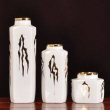 Nordic Modern Simple Creative Electroplate White Black Jingdezhen Ceramic Vase For Shopping Mall thumbnail-1