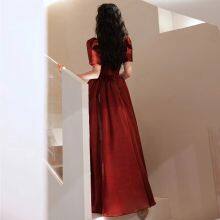 Toasting Dress Bride 2021 New Red Wedding Dress Little Pregnant Woman Engagement on the Run Princess Evening Dress thumbnail-3