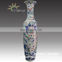 Chinese Big Floor Porcelain Vases With Hand Carved/Relief Dragon Pattern H55' For Sale thumbnail-1
