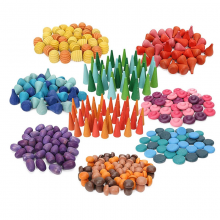 Mushrooms Honeycomb Droplets Tree Cones Mini Cones Blocks Toy DIY Wooden Rainbow Loose Parts thumbnail-1