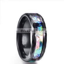 8mm Fashion Titanium Steel Ring Engagement Ring Inlaid Color Shell Men's Ring Wedding Men Jewelry Gift thumbnail-3