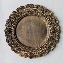 Wholesale Wedding Party Table Decor Antique Gold Colored Round Reusable 13 Inches Plastic Charger Plates thumbnail-1