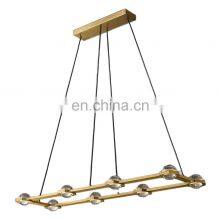 Luxurious Classic Modern Frosted Glass Ball Metal Industrial Rectangular Chandelier Home Hotel Light Luxury Interior Lighting thumbnail-1