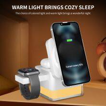 3- In- 1 Quick Foldable Wireless Charger Plus Light Night Lamp 3 In 1 Wireless Charger For Iphone And Iwtach thumbnail-6