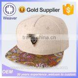 Plain 5 Panel Cap Custom Australian Snapback Cap With Paisley Print Fabric Brim thumbnail-2